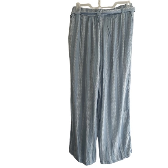 NWT Blue/white Gauze front tie wide leg pants - Picture 3 of 10